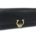 thumbnail image 1 of Pre-Owned Salvatore Ferragamo Gancini Wallet IY-22D184 Black Leather Women's Tri-fold Long, 1 of 7