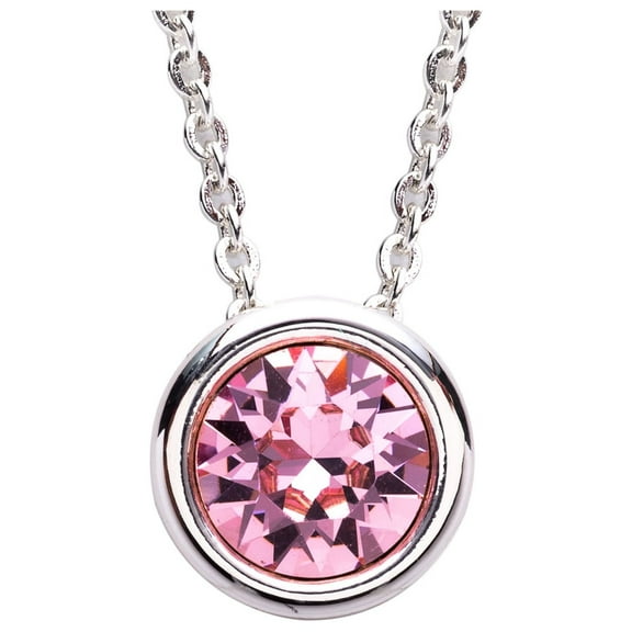 Crystal Luxe Silver Plated Swarovski Light Rose Crystal Birthstone Necklace