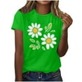 thumbnail image 2 of QUNYINEY Tee Shirts Womens Crew Neck Floral Short Sleeve Casual Tops Loose Pullover Going Out Shirts, 2 of 4