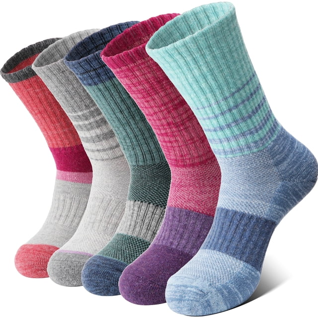 Calcetines de senderismo Anlisim de lana merino para mujer, 5 pares, talla L
