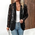 thumbnail image 6 of TTUHYWXI Lightweight Summer Crochet Cardigan for Women Long Sleeve Kimono Boho Open Front Sheer Knit Cardigans (Black, M), 6 of 7