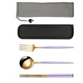 thumbnail image 4 of Juego de cucharas de palillos, acero inoxidable, espejo portátil, pulido, vajilla antideslizante, tenedor para niños, estuche para cubiertos Vogacara HA8132-07B, 4 of 7
