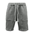 thumbnail image 2 of BADHUB Men's Drawstring Sweat Shorts with Pockets Textures Workout Shorts Casual Solid Color Running Athletic Shorts Clearance Gray L, 2 of 6