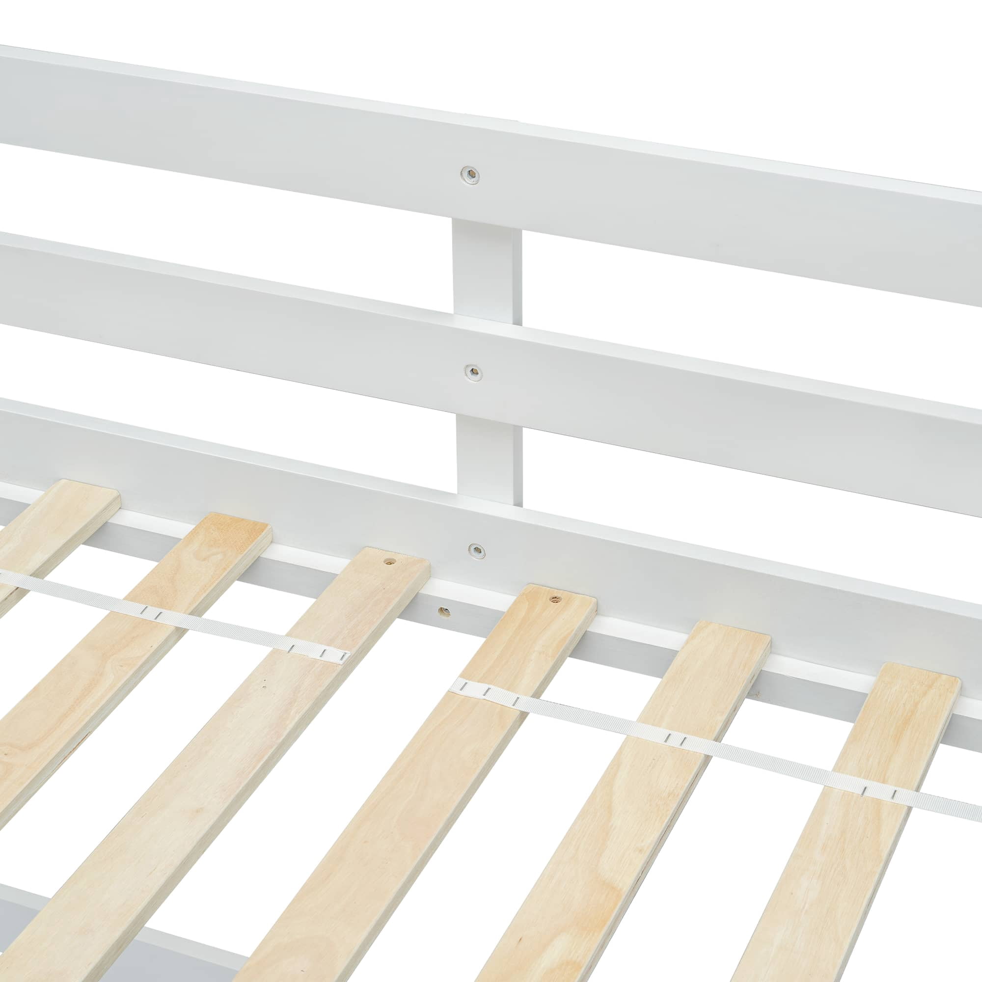 MAYEERTY Twin Size Loft Bed with Inclined Ladder, Guardrails, White
