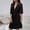 Black, variant on Cotton Linen Robes for Women Striped Button Down Long Sleeve Lightweight Sleepwear Bathrobe Loungewear with Pockets