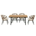 thumbnail image 4 of 5 Piece Outdoor Dining Furniture Sets, Modern Patio Set with PE Rattan Chairs and Plastic Wood Table, Suitable for Garden, Backyard, Balcony (Brown), 4 of 9