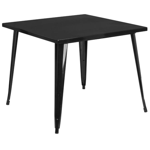 Bowery Hill 30" Round Metal Dining Table in Black