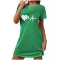 thumbnail image 2 of Sakmal Womens Moomoo Nightgowns Short Green Soft Nightwear Short Sleeve Heart Print Nightgowns for Women, 2 of 6