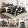 thumbnail image 6 of Full Quilt Set 78''x90'', Black White Floral Lightweight Bedspread Coverlet Set with 2 Pillow Shams, Farmhouse Vintage Botanical Leaves Breathable All Season Quilt Bedding for Bedroom/Guest Room, 6 of 9