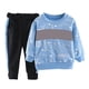 thumbnail image 3 of Conjunto de sudadera con capucha para niños, estampado de letras, suave, respetuoso con la piel, ecológico, 2 piezas, para uso diario, al aire libre, azul, 90 cm/35,43 pulgadas, 3 of 14