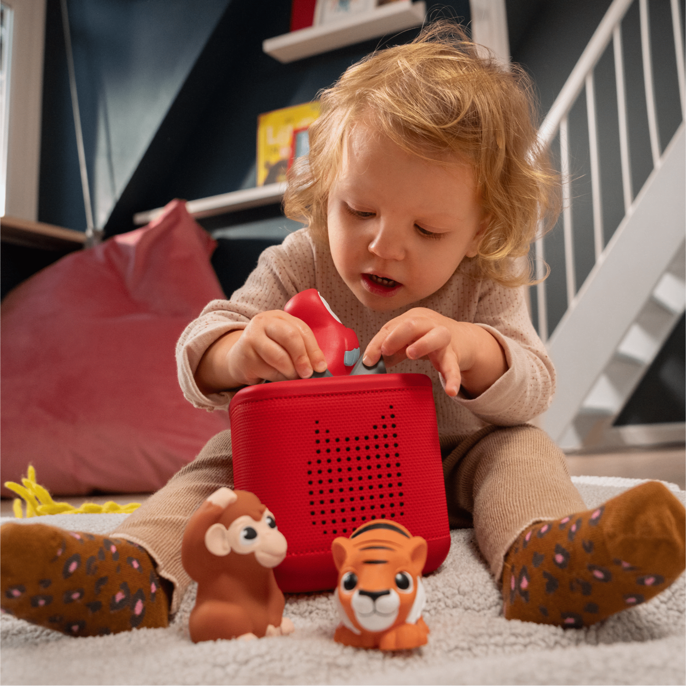 tonies My First Tonies: Jungle Set - Monkey, Parrot and Tiger Soft and Squeezable Audio Toy Figurines, Age Group 1+