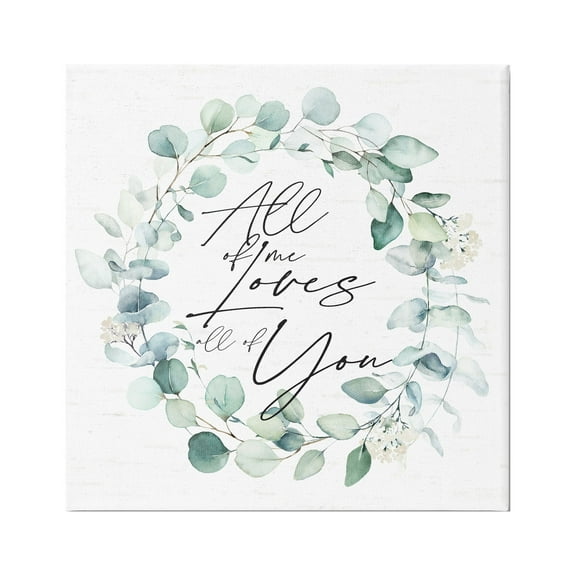 Stupell Industries Love You Romantic Couple Botanical Plant Wreath Graphic Art Gallery Wrapped Canvas Print Wall Art, Design by Lettered and Lined