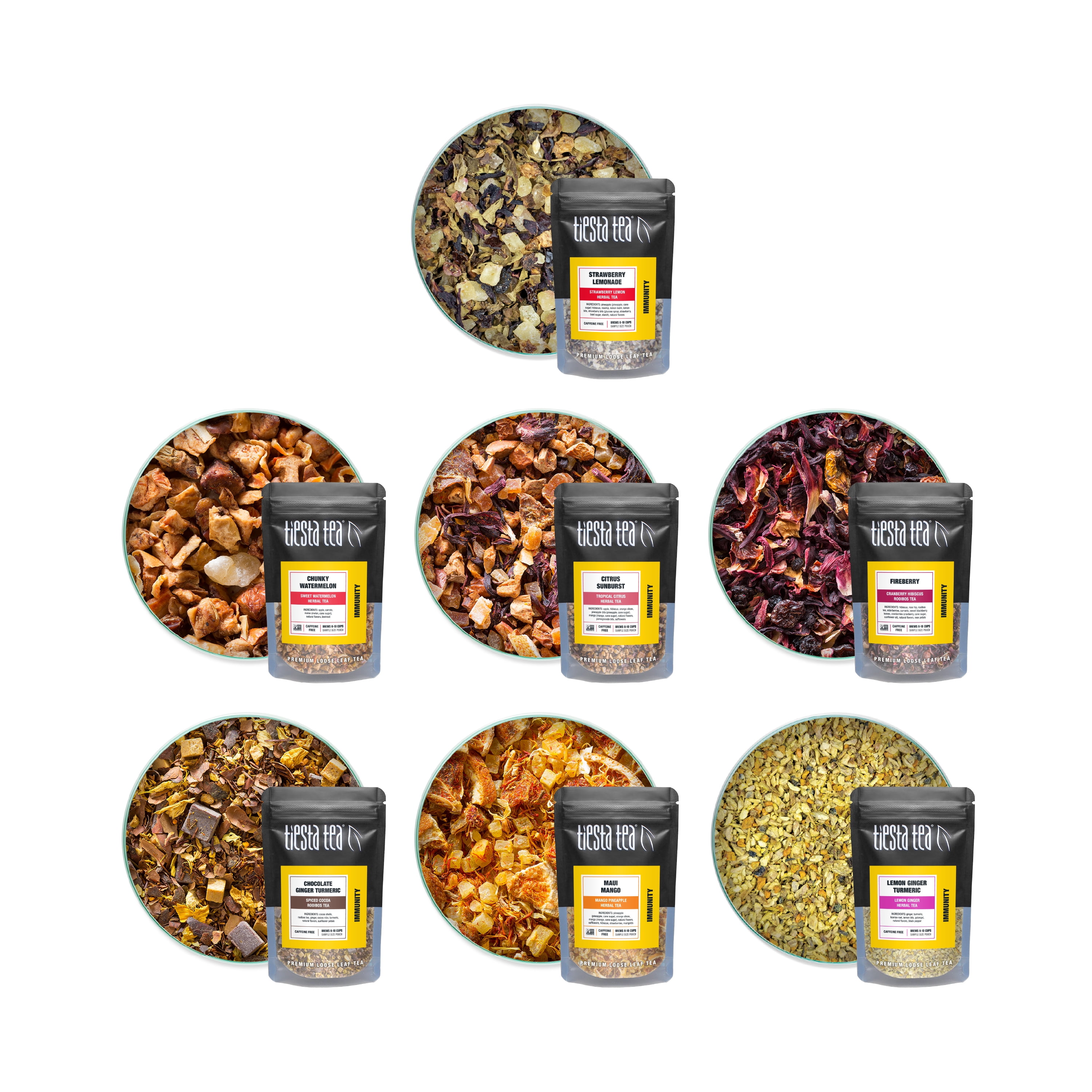 Tiesta Tea Herbal & Rooibos Dry Flight, Loose Leaf Herbal Tea Sampler, 7 Herbal Tea Bags