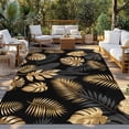 thumbnail image 2 of Black Golden Palm Leaf Outdoor Rug for Patio/Deck/Porch, Non-Slip Large Area Rug 3 x 5 Ft, Tropical Plant Modern Luxury Indoor Outdoor Rugs Washable Area Rugs, Reversible Camping Rug Carpet Runner, 2 of 8