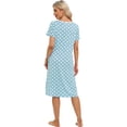 thumbnail image 4 of WBQ Women's Nightgown Sleepshirts Short Sleeve Button Down Nightshirt Crewneck Comfy Polka Dots Loungewear Casual Mid-Length Sleepwear,Blue XXL, 4 of 9