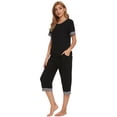 thumbnail image 3 of Unique Bargains Womens Pajama Set Round Neck with Capri Pants Pjs Lounge Sleepwear Sets, 3 of 5
