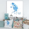 thumbnail image 2 of Ethnic Blue Feather On White 36" x 36" Framed Painting Canvas Art Print, by Designart, 2 of 2
