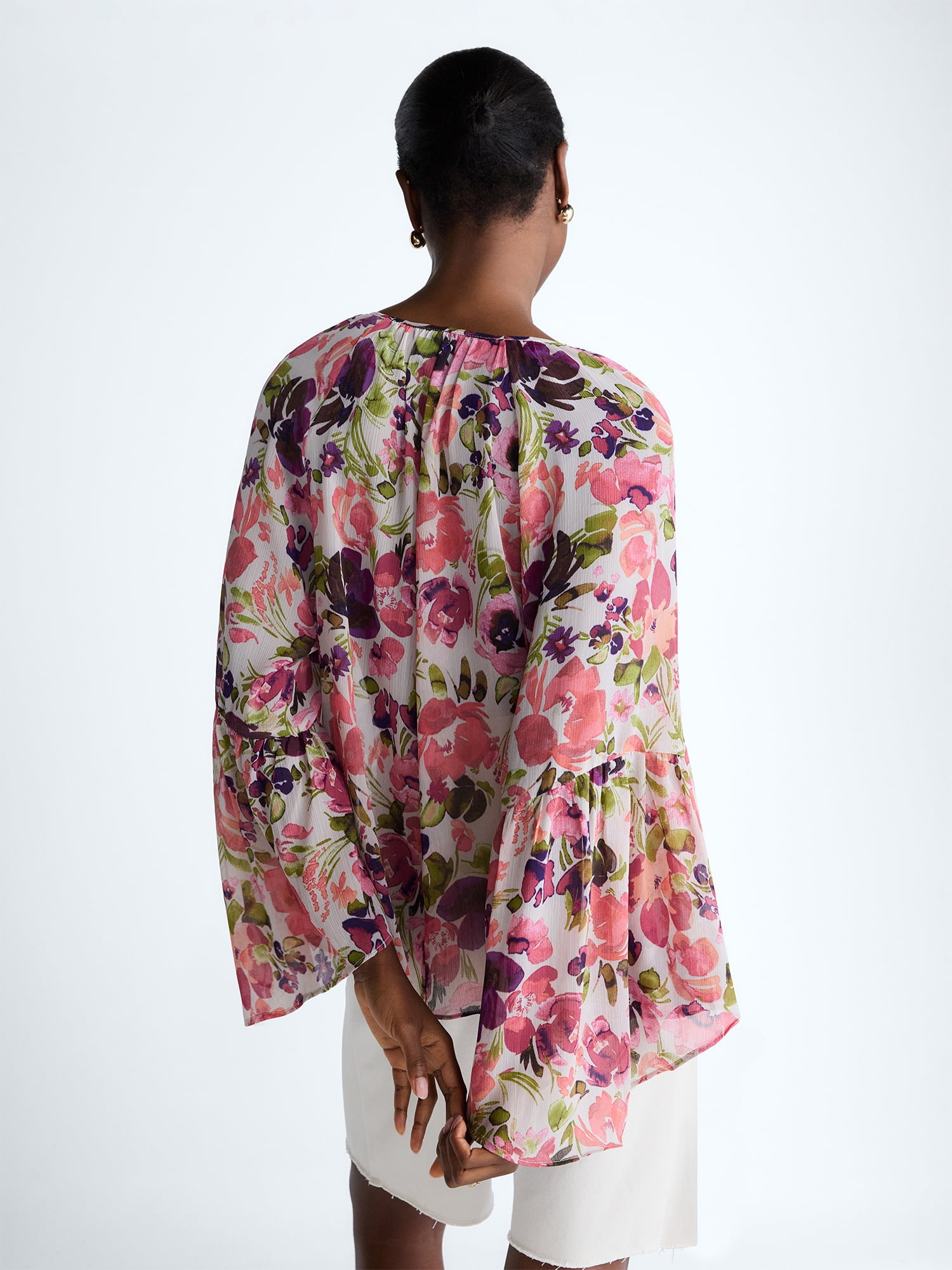 Scoop Women's and Women's Plus Flowy Asymmetrical Sheer Top, Sizes XS-4X