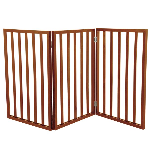 Expanding Portable Freestanding Wooden Pet Gate Light Brown Walmart