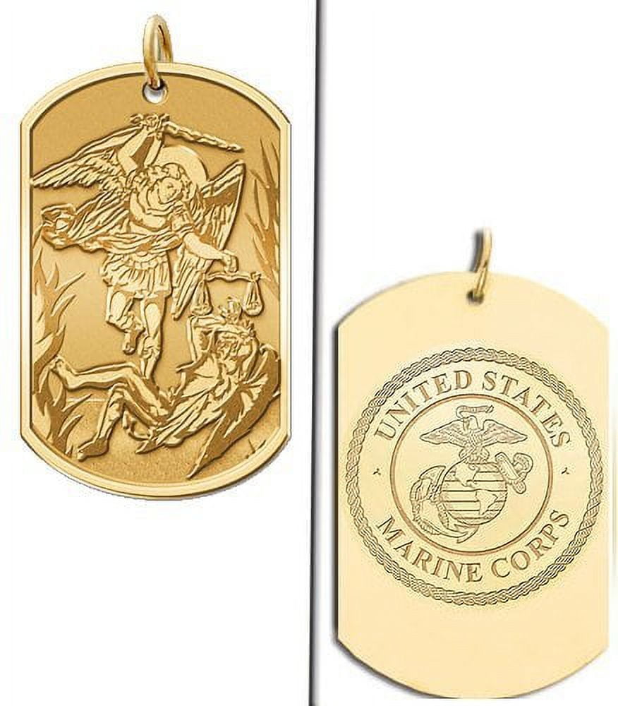 PicturesOnGold.com Saint Michael Doubledside Marines Dogtag Religious Medal Trophies & Awards - 2/3 inch x 1 inch - Unisex Sterling Silver