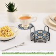 thumbnail image 6 of 6 Pcs Drink Coasters with Holder 3.94in Woven Coasters for Drinks Intricate Blue and White Tie-dye Coaster Set for Protection Table, 6 of 7