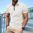 thumbnail image 2 of Birdeem Chemises pour Hommes Couleur Unie Fermeture Éclair Décontractée Manches Courtes Col Rabattu Blouse Chemise, 2 of 12