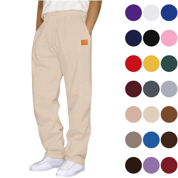 Maplenight Mens Baggy Sweatpants Open Bottom Wide Leg Sweatpants with Pockets Drawstring Elastic Waist Sport Gym Workout Pants