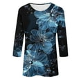 thumbnail image 5 of SOOMLON 3/4 Sleeve T Shirts for Women Plus Size Tunic Cotton Tops Casual Crew Neck Shirts Funny Flowers Print T Shirts 2025 Trendy Spring Summer Ladies Tops Loose Fit Y2k Basic Outfits Pullover S, 5 of 5