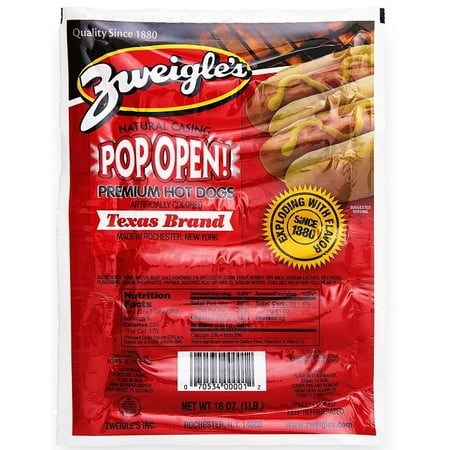 - Zweigle's Natural Casing Texas Pop Opens 6 one lb packages $70 SHIPPING INCLUDED