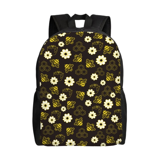Balery Honey Bees With Flowers Mochila - Mochila Estilosa y Duradera para Laptop de 15 Pulgadas con Tela Oxford Impermeable