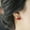 Red, variant on Ayyufe Women Red Cherry Clear Rhinestone Ear Studs Beads Golden Alloy Leaves Earrings