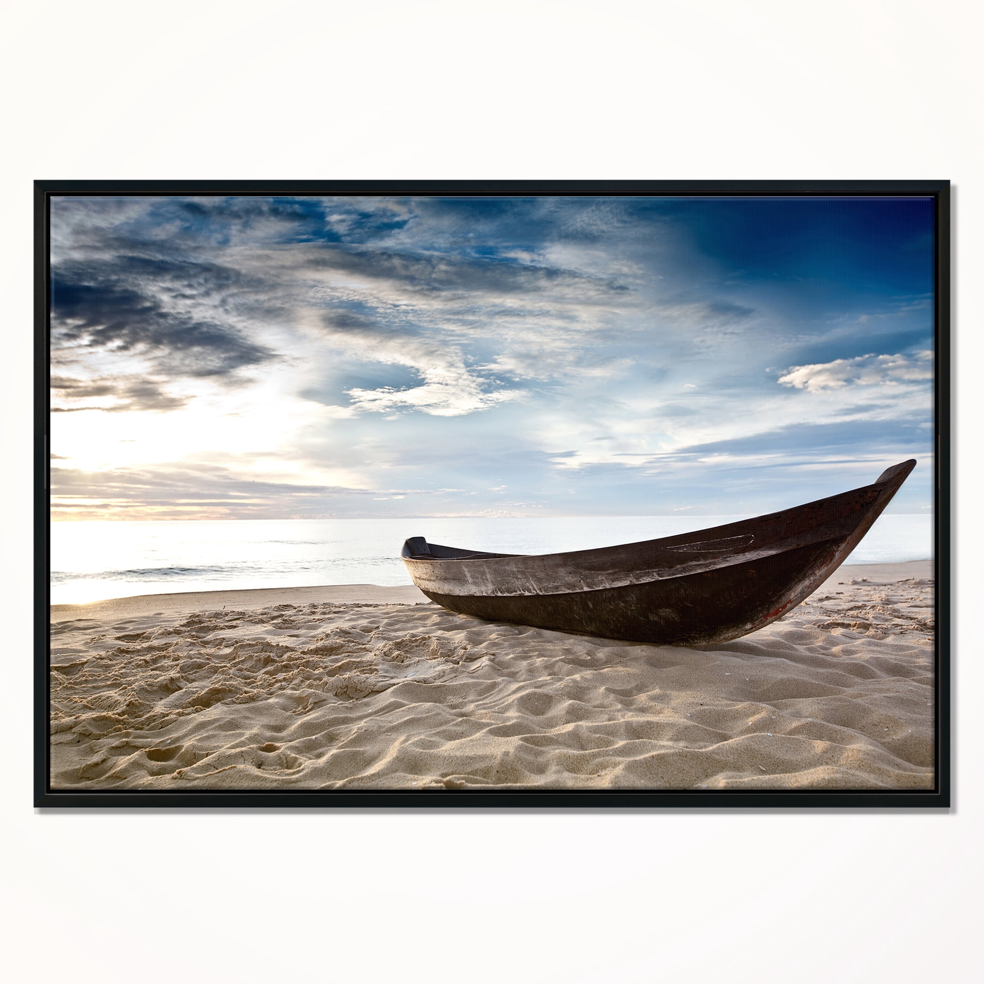 Designart ' Old Fisherman Boat ' Seashore Photography Framed Canvas Art Print