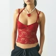 thumbnail image 5 of Women Y2K Lace Trim Cami Crop Tops Sexy Spaghetti Strap Camisole Slim Fit Shirt Sleeveless Backless Going Out Tank Top, 5 of 7