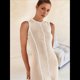 thumbnail image 4 of Vestido Camisero Sin Mangas para Mujer, de Verano, de Punto Acanalado en Contraste, Maxivestidos. Beige L, 4 of 9