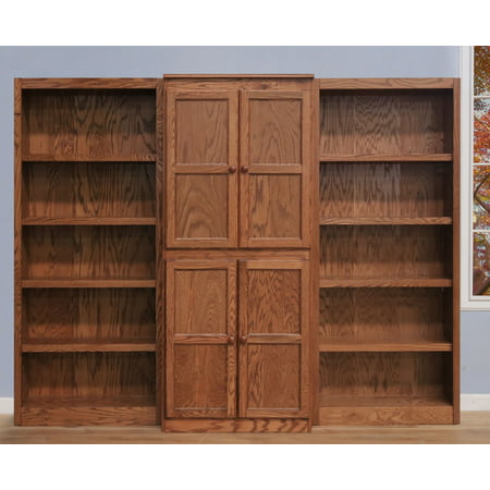 wood concepts wall bookcase doors oak shelf tall finish inch traditional