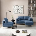 thumbnail image 3 of Convertible Sectional Sofa with Ottoman, 93 Inch Modern L-Shaped Sectional Sofa Couch Set with 2 Pillows and Footrest Comfy Upholstered Accent Sofa with Metal Legs for Living Room Office, Blue, 3 of 7