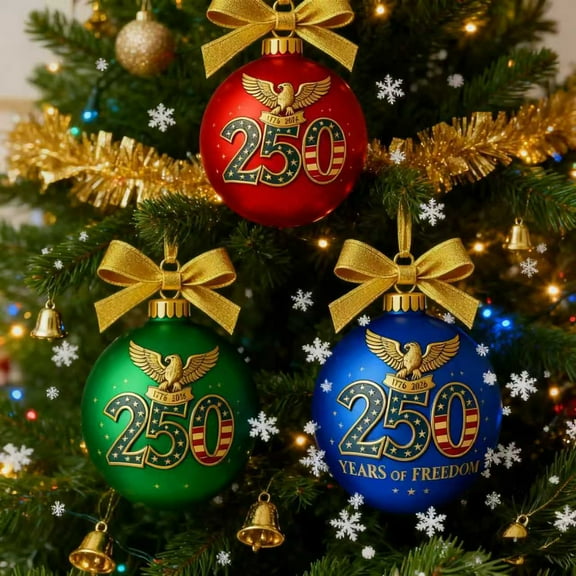 Dserhfy United States 250th Anniversary Ornament 250th Anniversary Acrylic Christmas Ball Ornament Patriotic Christmas Tree Hanging Decor
