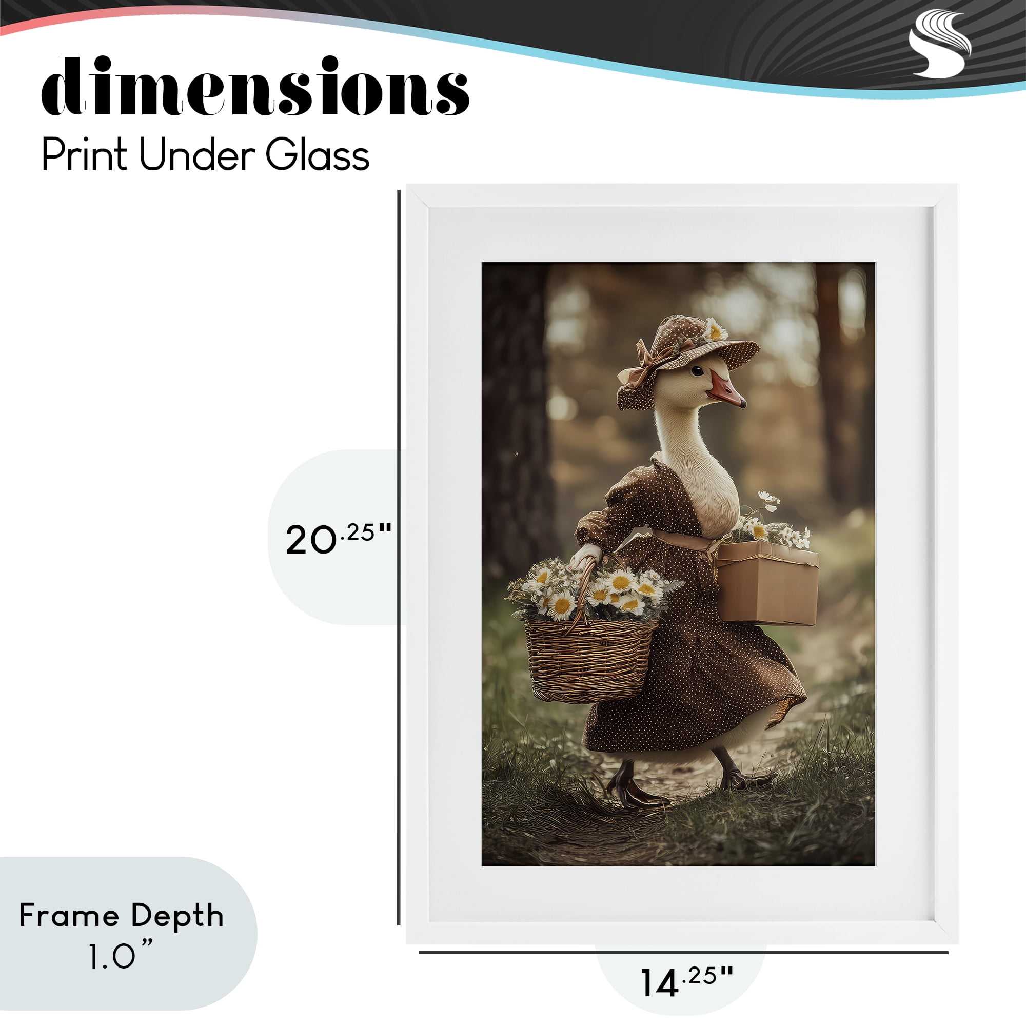 Stupell Industries Mother Goose with Flowers White Framed Print Under Glass, design by The Wands Want