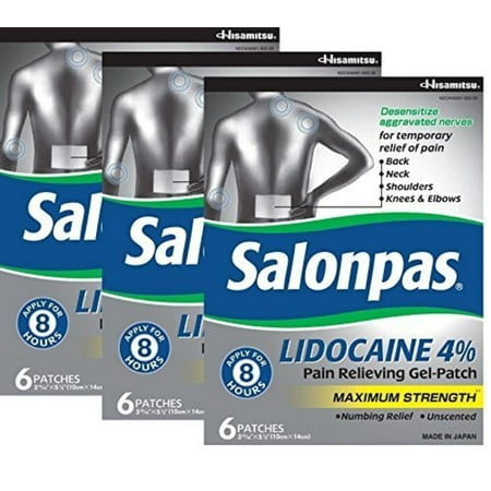 lidocaine (3 pack) pain relieving maximum strength gel patch!, LIDOCAINE Pain Relieving Gel-Patch 5 PACK By Salonpas