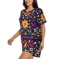 thumbnail image 2 of Lsque Cinco De Mayo Floral Women's Short-Sleeved Pajama Set - 2 Piece Soft and Lightweight Sleepwear Set-X-Large, 2 of 9