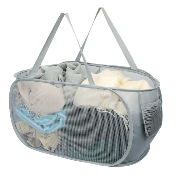 Toplive Collapsible Multi-Purpose Laundry Hamper with 2 Compartments and Handles, Grey