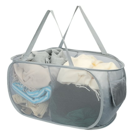 Toplive Collapsible Multi-Purpose Laundry Hamper with 2 Compartments and Handles, Grey