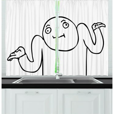 Ambesonne Humor Kitchen Curtains, Whaever Guy Meme Sketchy, 55"x39", Black and White