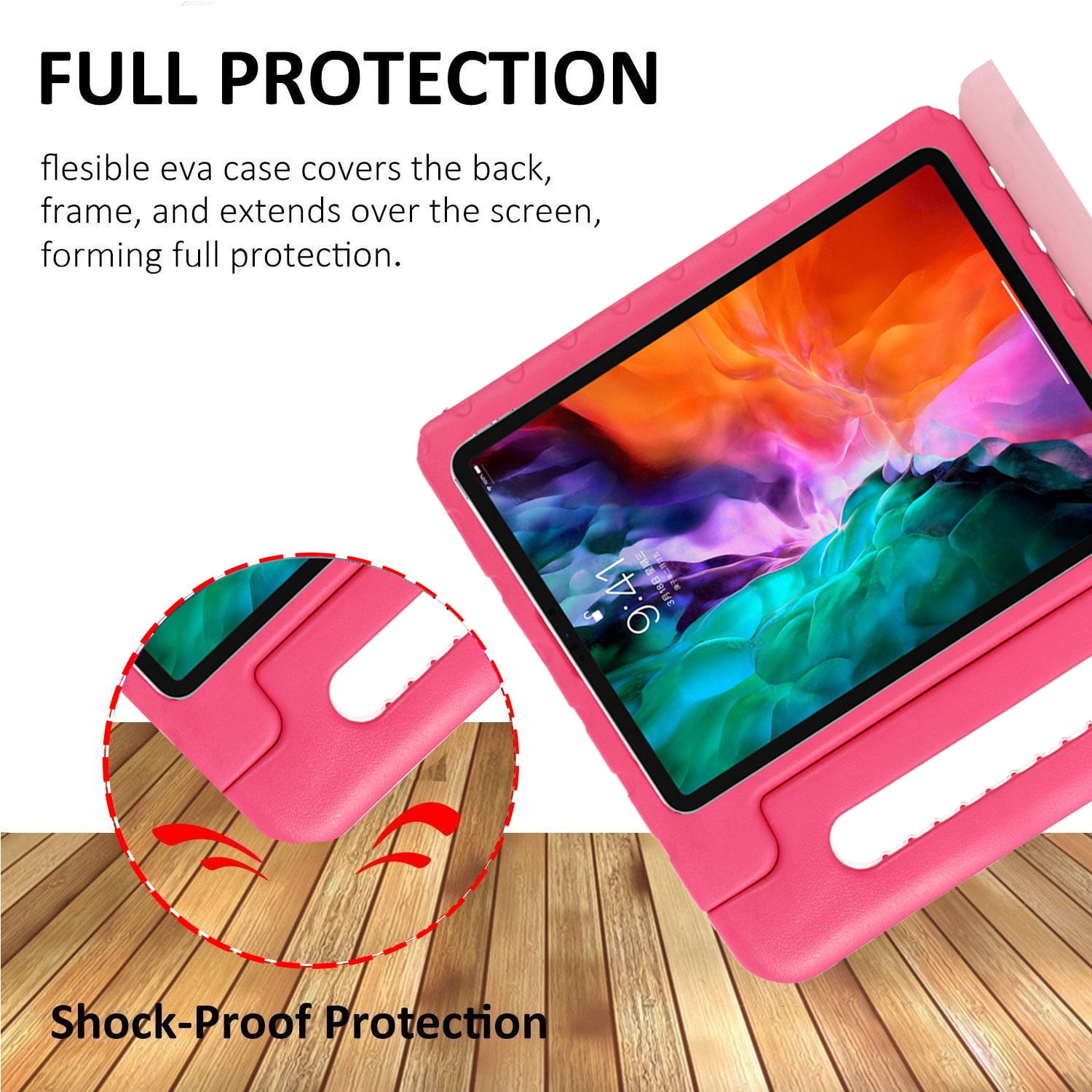 iPad Pro 12.9 Case 2020 for Kids, Allytech Light Wight Shockproof Convertible Handle Stand Cover [Supports 2nd Gen Pencil Charging Mode] Cover for Apple iPda 12.9 4th Generation, Rose