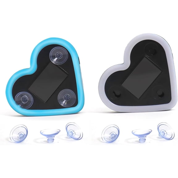 2Pcs Solar Powered Heart Light for Car, 2pcs LED Wireless Ambient Lamp with 6 Modes & Vibration Sensor Can Automatically Power the Light On, Romantic Ambient Gift for Couples (Ice Blue)