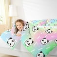 thumbnail image 4 of jejeloiu Kawaii Panda Head Queen Comforter Set,Cartoon Animal Bedding Sets,Gradient Colorful Bedding Comforter Set For Girls Boys,Super Cozy Room Decor Reversible,3 Pieces, 4 of 8