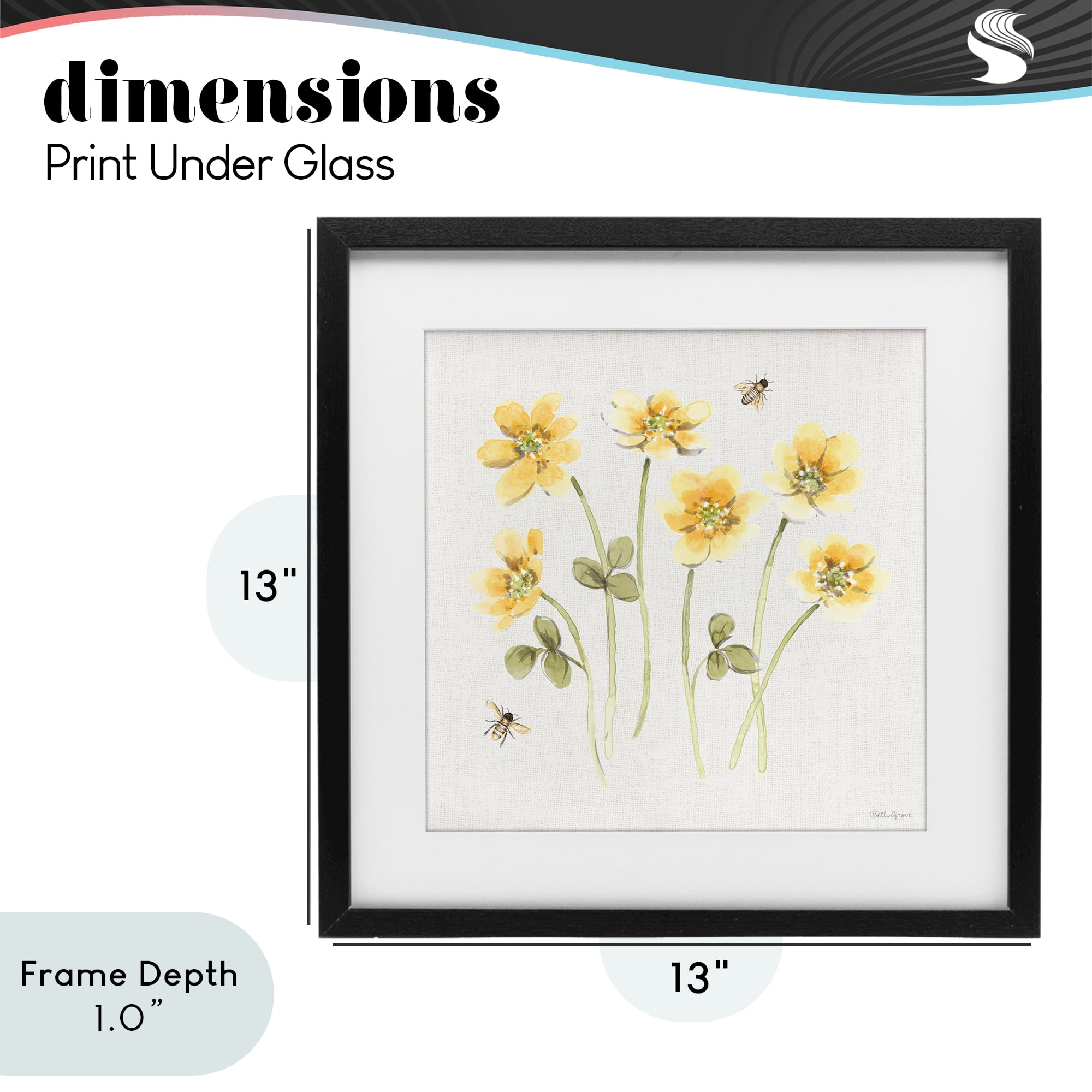 Stupell Industries Sweet Honey Wildflowers Black Framed Print Under Glass, design by Beth Grove