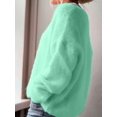 thumbnail image 5 of Women Soft Deep V Neck Drop Shoulder Lantern Long Sleeve Oversized Lazy Fit Solid Knit Sweater Green XL, 5 of 8