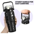 thumbnail image 5 of 32 oz Glass Tumbler with Straw,Glass Water Bottles with Time Marker,Iced Coffee Cup with Silicone Sleeve,Motivational Drinking Bottles,Leakproof-Black, 5 of 7