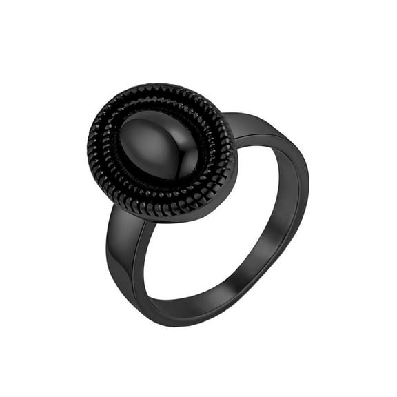 PAMTIER Women's Stainless Steel High Polished Vintage Trendy Oval Twist Ring Black Size 7